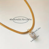Gold-Tone Herringbone Crystal Pendant Necklace