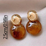 Gold-Tone Amber Resin Drop Earrings