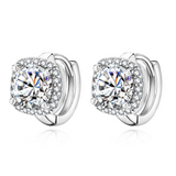Gold-Tone Square Halo Hoop Earrings