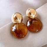 Gold-Tone Amber Resin Drop Earrings