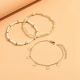 Gold-Tone Layered Beaded Anklet