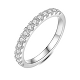 Silver-Tone Half Eternity Crystal Ring