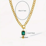 Gold-Tone Green Crystal Toggle Necklace