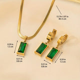 Gold-Tone Green Stone Jewellery Set