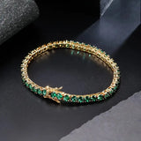 Gold-Tone Green Crystal Tennis Bracelet