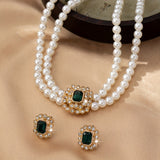 Pearl and Green Crystal Jewellery Set