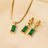 Gold-Tone Green Stone Jewellery Set