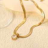 Gold-Tone Herringbone Crystal Pendant Necklace
