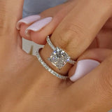 Silver-Tone Cushion Crystal Ring Set
