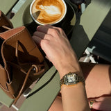 Gold-Tone Square Analogue Watch