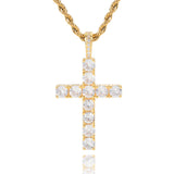 Silver-Tone Crystal Cross Pendant Necklace