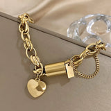 Silver-Tone Heart Charm Chain Bracelet
