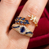 Gold-Tone Blue Crystal Ring Set