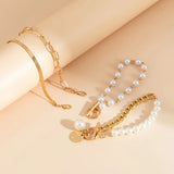 Gold-Tone Layered Pearl Bracelet Set