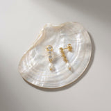 Gold Crystal & Pearl Drop Earrings
