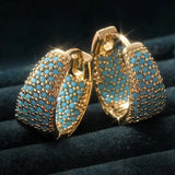 Gold-Tone Turquoise Beaded Hoop Earrings