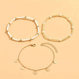 Gold-Tone Layered Beaded Anklet