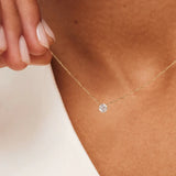 Gold-Tone Solitaire Crystal Pendant Necklace