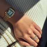 Gold-Tone Square Analogue Watch