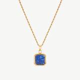 Gold-Tone Blue Stone Pendant Necklace