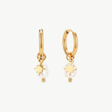 Gold Hoop Earrings with Star & Pearl Charm