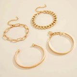 Silver-Tone Multi Chain and Bangle Bracelet Set