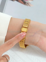 Gold-Tone Rectangular Bracelet Watch