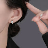 Silver-Tone Halo Crystal Huggie Earrings