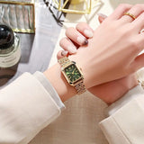 Gold-Tone Rectangular Bracelet Watch