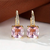 Gold-Tone Blue Crystal Drop Earrings