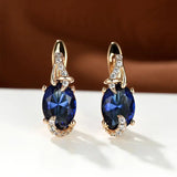 Gold-Tone Blue Crystal Drop Earrings