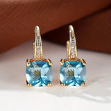 Gold-Tone Blue Crystal Drop Earrings