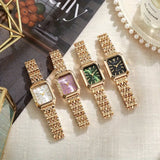 Gold-Tone Rectangular Bracelet Watch