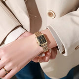 Gold-Tone Rectangular Bracelet Watch
