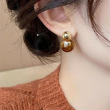 Gold-Tone Amber Resin Drop Earrings
