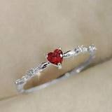 Gold-Tone Heart Ruby Crystal Ring