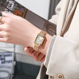 Gold-Tone Rectangular Bracelet Watch