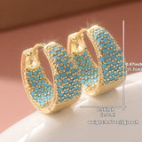 Gold-Tone Turquoise Beaded Hoop Earrings