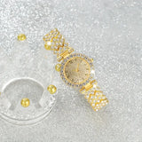 Gold-Tone Crystal Watch and Heart Bracelet Set