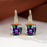 Gold-Tone Blue Crystal Drop Earrings