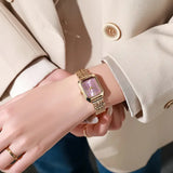 Gold-Tone Rectangular Bracelet Watch