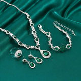 Silver-Tone Green Crystal Jewellery Set