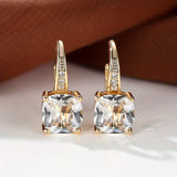 Gold-Tone Blue Crystal Drop Earrings