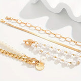 Gold-Tone Layered Pearl Bracelet Set