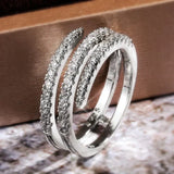 Silver-Tone Triple Wrap Crystal Ring