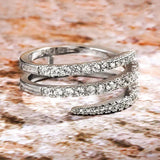 Silver-Tone Triple Wrap Crystal Ring