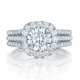 Silver-Tone Halo Crystal Ring Set