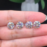 Silver-Tone Round Crystal Stud Earrings