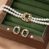 Pearl and Green Crystal Jewellery Set