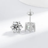 Silver-Tone Round Crystal Stud Earrings